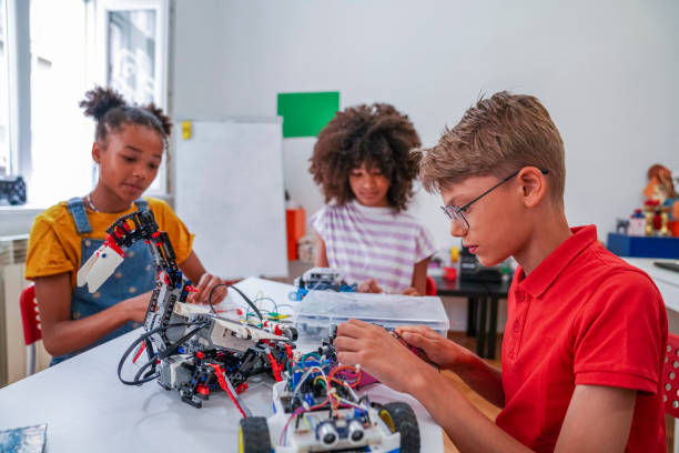 Students building together